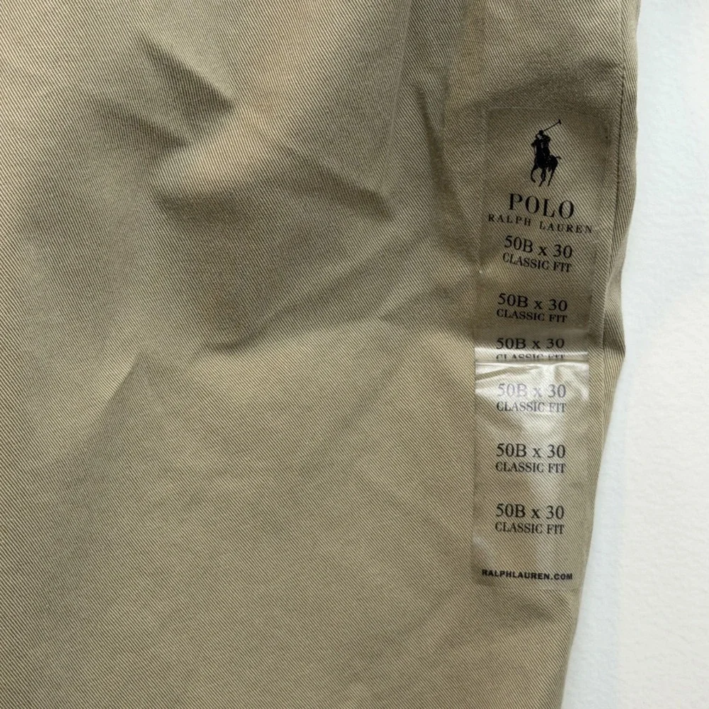 Polo Ralph Lauren Mens Hudson Tan Classic Fit Chino Pants 50BX30 NWT‎